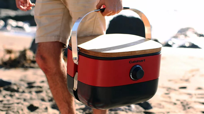 A Person Carrying a Cuisinart 1 Burner Portable Gas Grill A Person Carrying a Cuisinart 1 Burner Portable Gas Grill