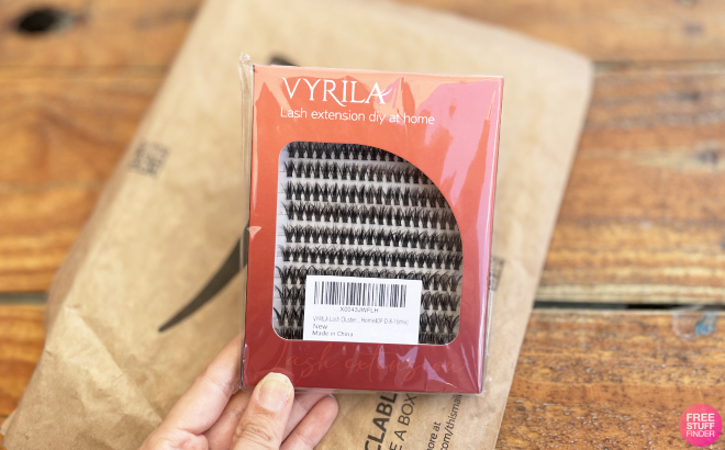 A Person Holding a Box of Vyrila Lash Extension Clusters A Person Holding a Box of Vyrila Lash Extension Clusters