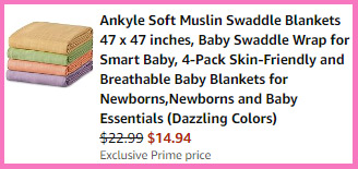 A Screen Grab on the Final Check out Page for Ankyle Muslin Swaddle Blankets 4 pk A Screen Grab on the Final Check out Page for Ankyle Muslin Swaddle Blankets 4 pk
