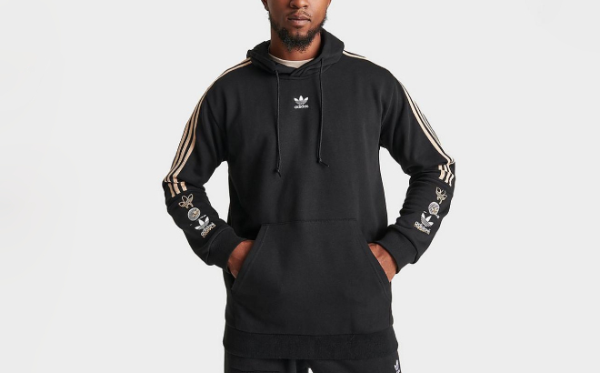 Adidas Mens Sticker Pullover Hoodie Adidas Mens Sticker Pullover Hoodie