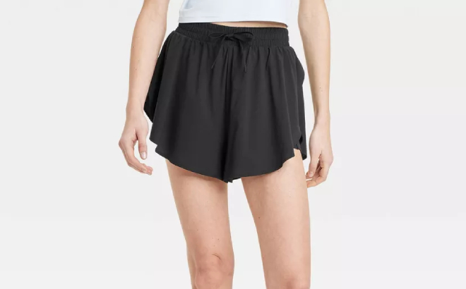 All In Motion Womens Woven High Rise Flutter Shorts