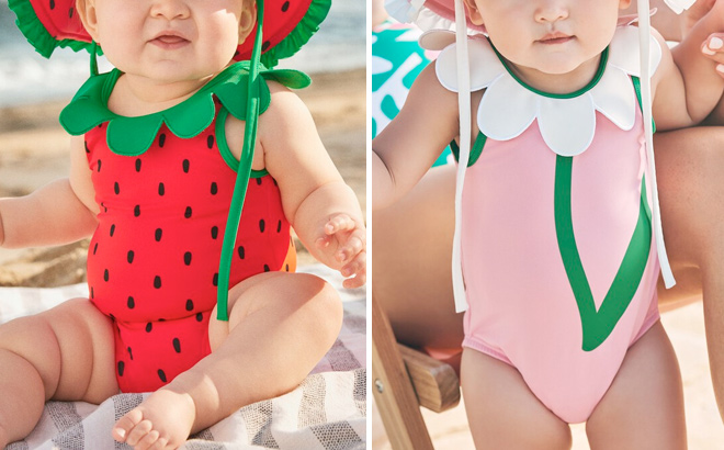 Baby Swimsuit Floppy Sun Hat Set Baby Swimsuit Floppy Sun Hat Set