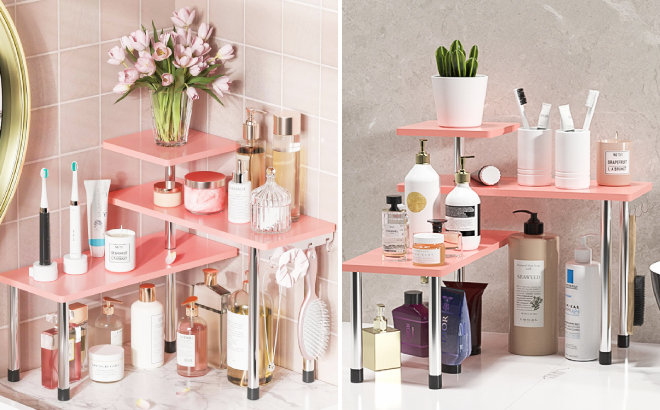 Bathroom Corner Shelf Counter Organizer