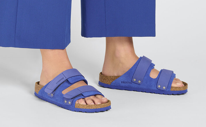 Birkenstock Uji Nubuck Suede Leather Sandals in Blue