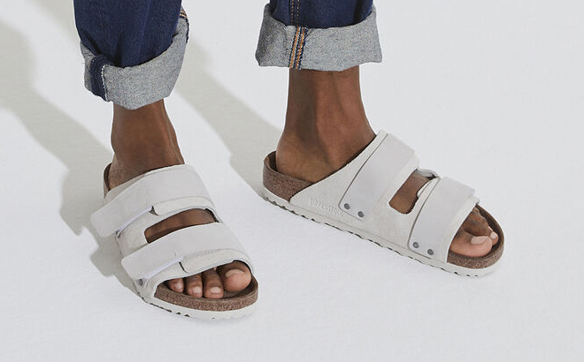 Birkenstock Uji Nubuck Suede Leather Sandals in White