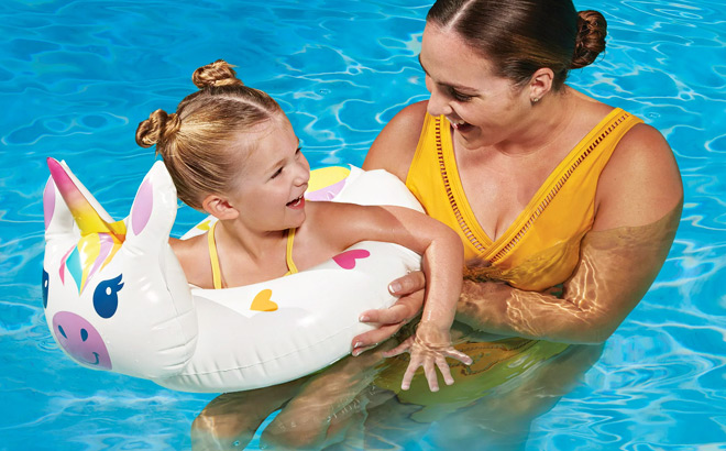 Bluescape White Unicorn Split Inflatable Swim Ring Pool Float Bluescape White Unicorn Split Inflatable Swim Ring Pool Float