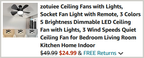 Ceiling Fan Checkout Screen Ceiling Fan Checkout Screen
