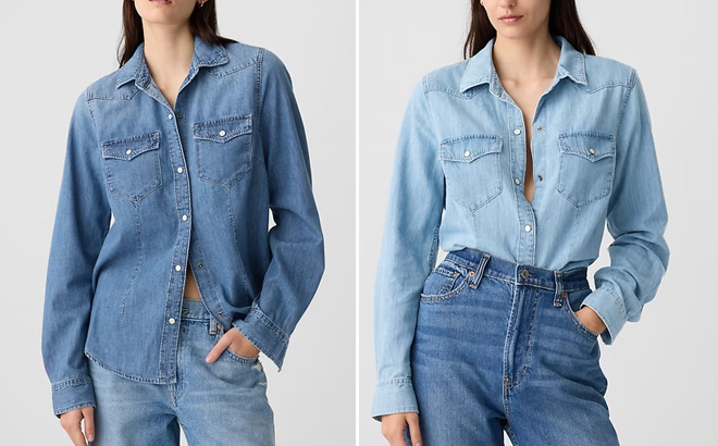 Fitted Denim Western Shirt Fitted Denim Western Shirt