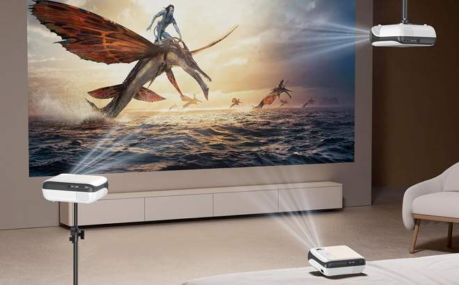 HAPPRUN Projector Native 1080P Bluetooth Projector Portable Outdoor Movie Projector