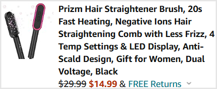 Hair Straightener Brush Checkout Screenshot