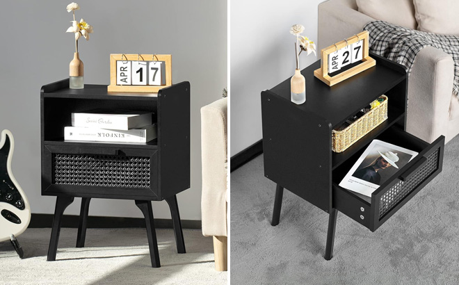 Lerliuo Rattan Nightstand Lerliuo Rattan Nightstand