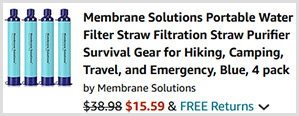 Membrane Solutions Straw Water Filter 4 Pack Screenshot Membrane Solutions Straw Water Filter 4 Pack Screenshot