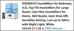 Morento Cool Mist Humidifier Checkout