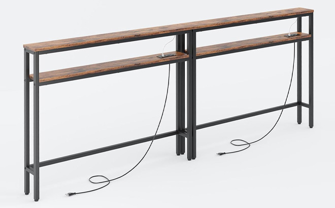 Narrow Console Table with Power Outlets and USB Port 2 Pack