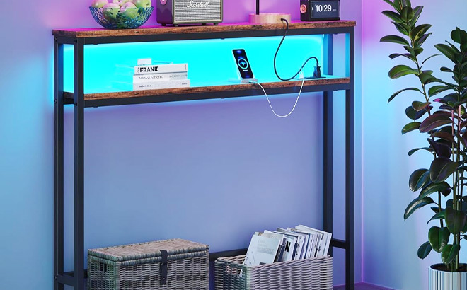 Narrow Console Table with Power Outlets and USB Port