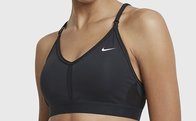 Nike Womens Indy Light Support Padded V Neck Sports Bra in black