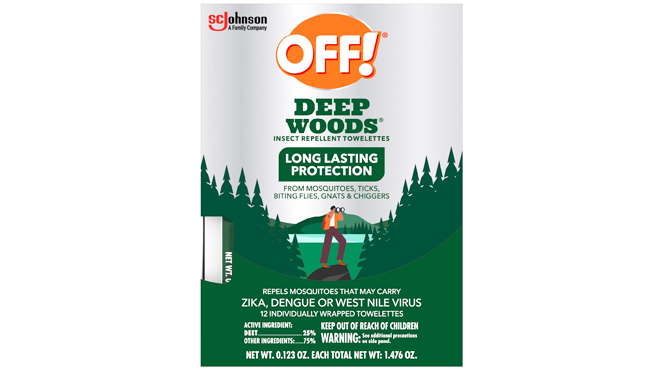 OFF Deep Woods Mosquito and Insect Repellent Wipes 12 Count