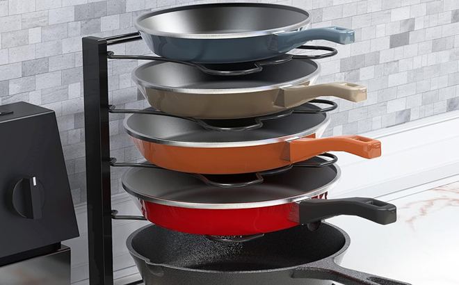 Simple Houseware Iron 5 Compartments Height Adjustable Pan Organizer