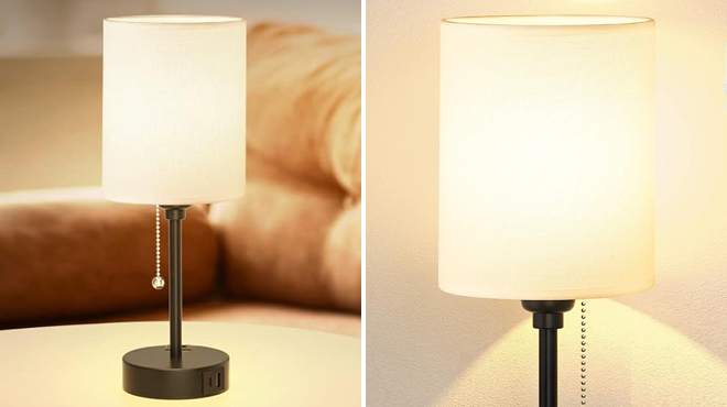 Small Bedroom Lamps with USB C and A Ports
