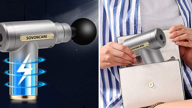 Sovoncare Mini Percussion Massage Gun in Gray Sovoncare Mini Percussion Massage Gun in Gray