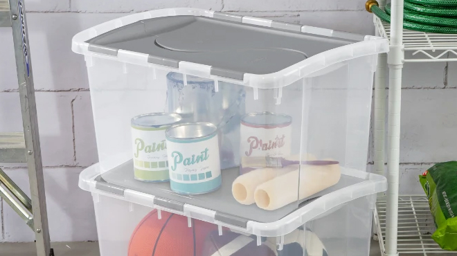 Sterilite 48 Quart Hinged Lid Storage Box Plastic Sterilite 48 Quart Hinged Lid Storage Box Plastic