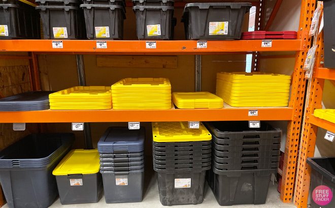 Storage Bins on Home Depot Shelves Storage Bins on Home Depot Shelves