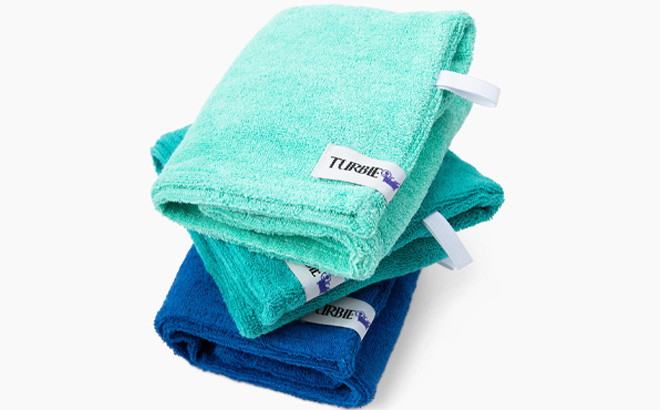 Turbie Twist Set of 3 Cotton Hair Towels in Ocean Color Turbie Twist Set of 3 Cotton Hair Towels in Ocean Color