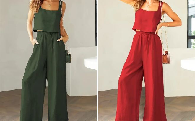 Womens Summer Tank Top Long Pants Set