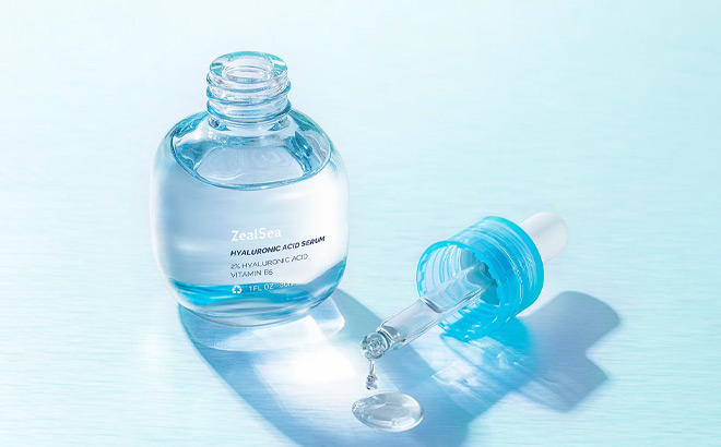 ZealSea Pure Hyaluronic Acid Serum on the Table