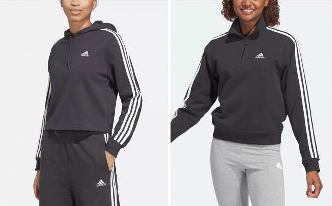 adidas women Essentials 3 Stripes Quarter Zip Sweatshirt adidas women Essentials 3 Stripes Quarter Zip Sweatshirt