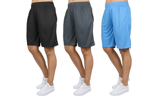 3 Pack Womens Loose Fit Moisture Wicking Performance Mesh Shorts Blue 3 Pack Womens Loose Fit Moisture Wicking Performance Mesh Shorts Blue