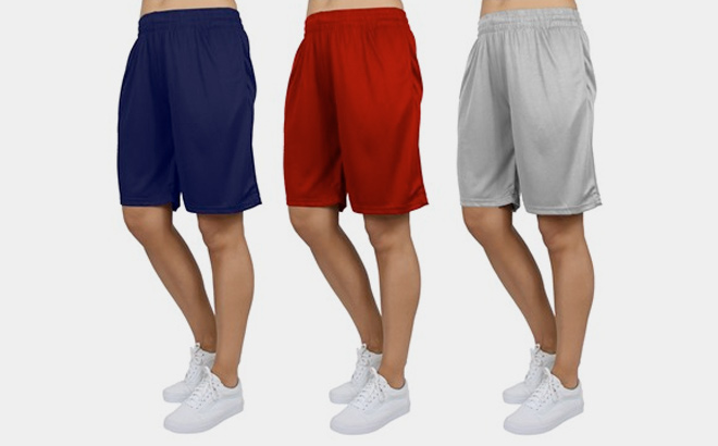 3 Pack Womens Loose Fit Moisture Wicking Performance Mesh Shorts 3 Pack Womens Loose Fit Moisture Wicking Performance Mesh Shorts