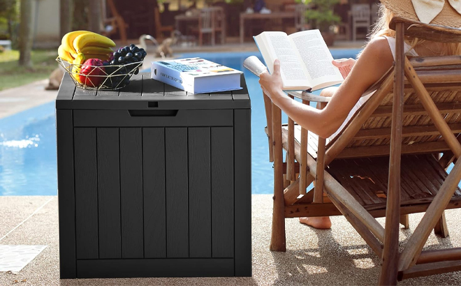 31 Gallon Outdoor Storage Deck Box Next to a Pool 31 Gallon Outdoor Storage Deck Box Next to a Pool