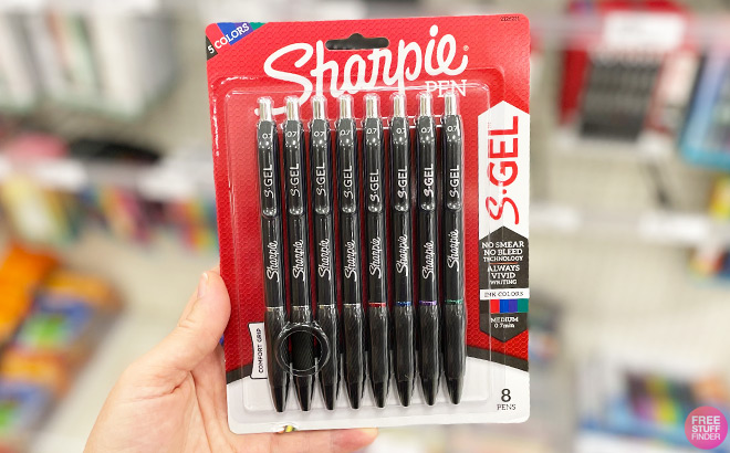 A Person Holding 8 Count Sharpie S Gel Pens A Person Holding 8 Count Sharpie S Gel Pens