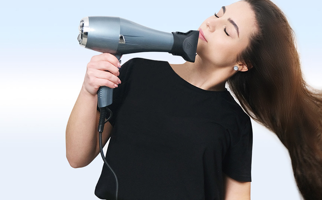 A Person Using Faszin Ionic Hair Dryer