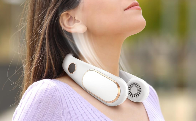 A Person Using Koonie Neck Fan