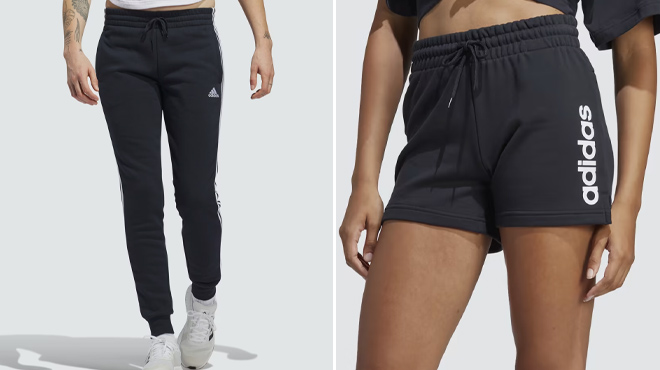Adidas Womens Fleece 3 stripes Pants and Linear French Terry Shorts