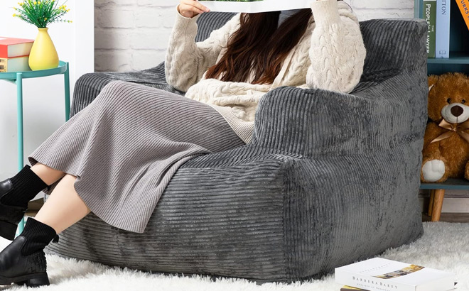 Bean Bag Chair with Filler for Adults in Grey Color Bean Bag Chair with Filler for Adults in Grey Color