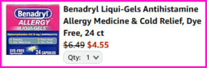Benadryl Allergy Capsules checkout Screen