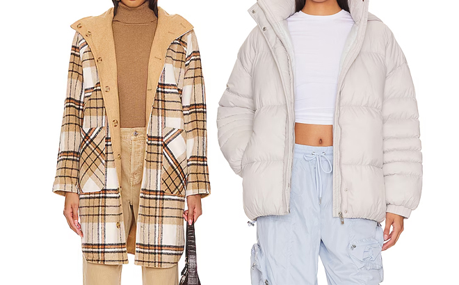 BlankNYC Reversible Peacoat and Superdown Raquelle Oversized Puffer