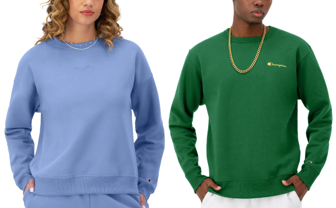 Champion Womens Powerblend Embroidered Script Logo Sweatshirt and Mens Powerblend Script Logo Sweatshirt Champion Womens Powerblend Embroidered Script Logo Sweatshirt and Mens Powerblend Script Logo Sweatshirt