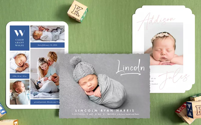 Custom Photo Cards on Green Table Custom Photo Cards on Green Table