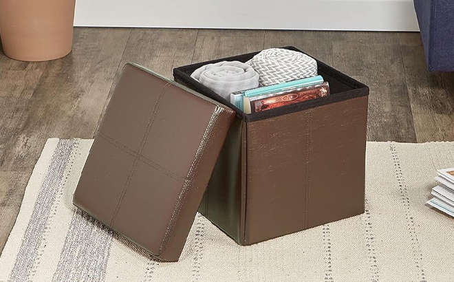 Fresh Home Elements Folding Storage Ottoman Cube Fresh Home Elements Folding Storage Ottoman Cube