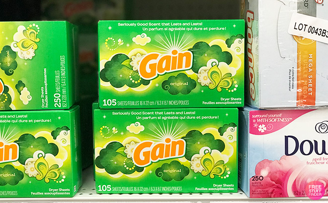Gain Fabric Softener Dryer Sheets on the Shelf