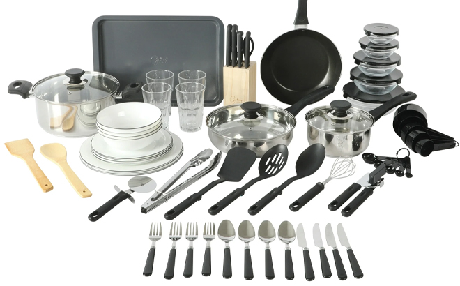 Gibson Home Stainless Steel Silver Cookware 71 Piece Combo Set Gibson Home Stainless Steel Silver Cookware 71 Piece Combo Set