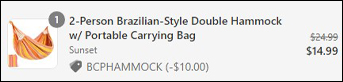 Hamock Final Price at Checkout