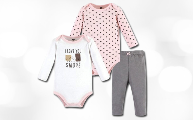 Hudson Baby 3 Piece Long Sleeve Bodysuit in Love your Smore Design