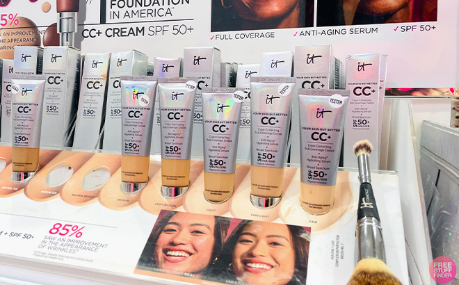 IT Cosmetics CC Cream Foundations on display IT Cosmetics CC Cream Foundations on display