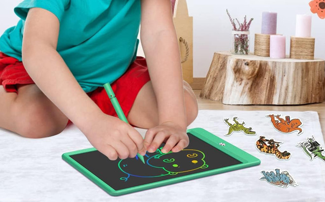 Kid Writing on a Flueston LCD Writing Tablet