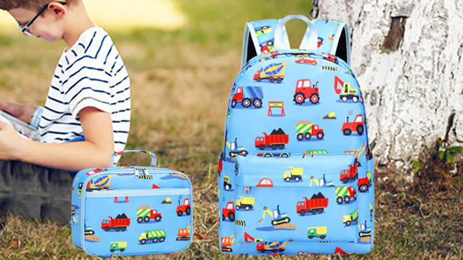 Kids Backpack with Lunch Box Construction Backpack Kids Backpack with Lunch Box Construction Backpack